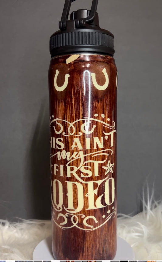 24 oz Cowboy Water Bottle with Two Lids